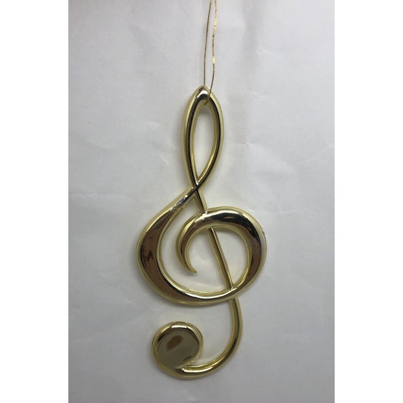 Music Note Christmas Ornament 4.5" Plastic Gold Tone Choral Teacher Singer Gift - Picture 1 of 5